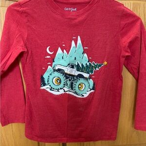 Christmas Truck and Tree Boys Long-Sleeve Shirt